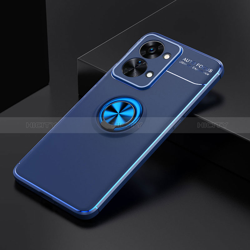 Coque Ultra Fine Silicone Souple Housse Etui avec Support Bague Anneau Aimante Magnetique SD2 pour OnePlus Nord 2T 5G Bleu Plus