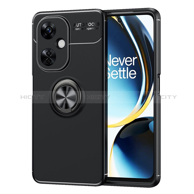 Coque Ultra Fine Silicone Souple Housse Etui avec Support Bague Anneau Aimante Magnetique SD2 pour OnePlus Nord CE 3 Lite 5G Noir Plus