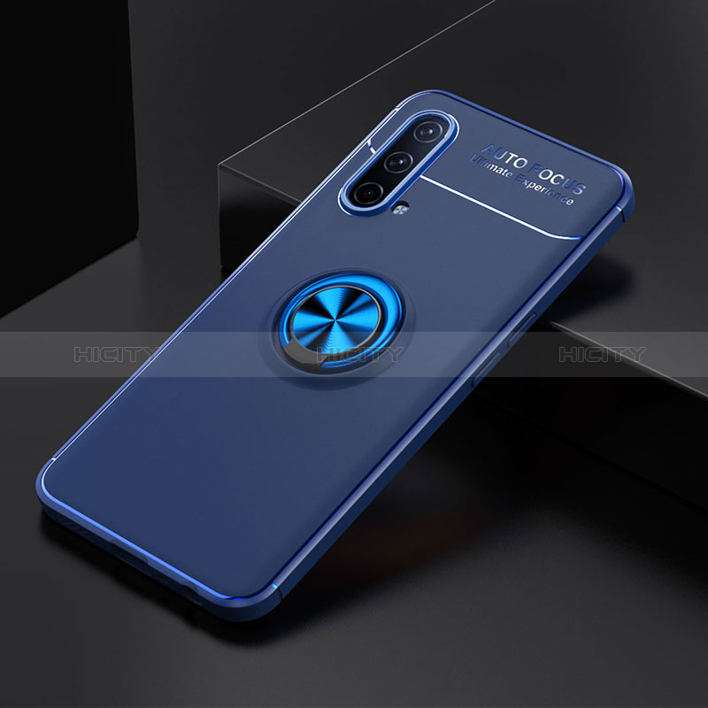 Coque Ultra Fine Silicone Souple Housse Etui avec Support Bague Anneau Aimante Magnetique SD2 pour OnePlus Nord CE 5G Bleu Plus