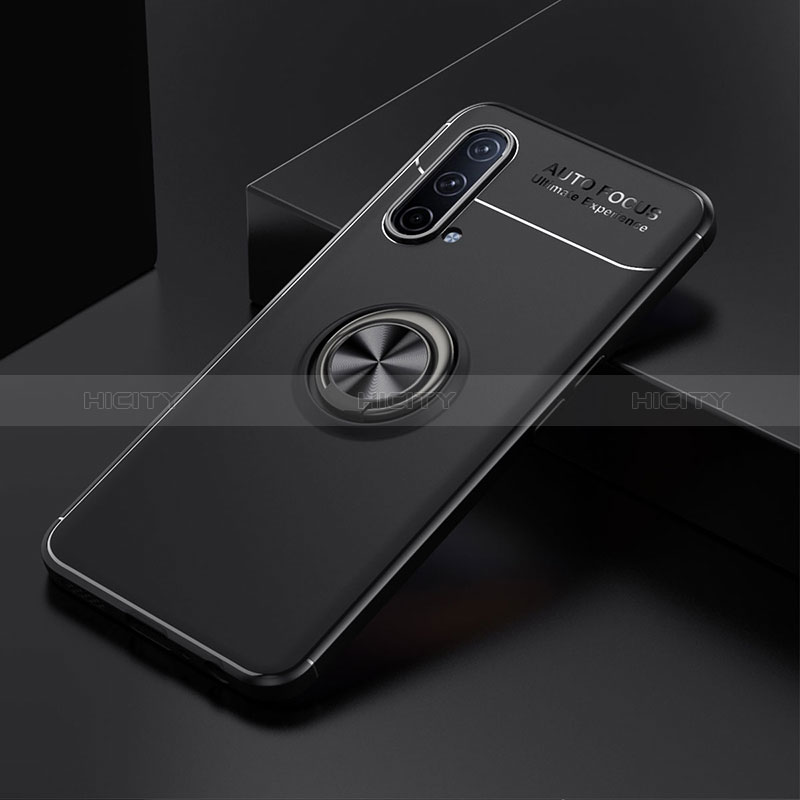 Coque Ultra Fine Silicone Souple Housse Etui avec Support Bague Anneau Aimante Magnetique SD2 pour OnePlus Nord CE 5G Noir Plus