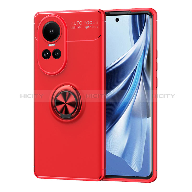 Coque Ultra Fine Silicone Souple Housse Etui avec Support Bague Anneau Aimante Magnetique SD2 pour Oppo Reno10 5G Rouge Plus