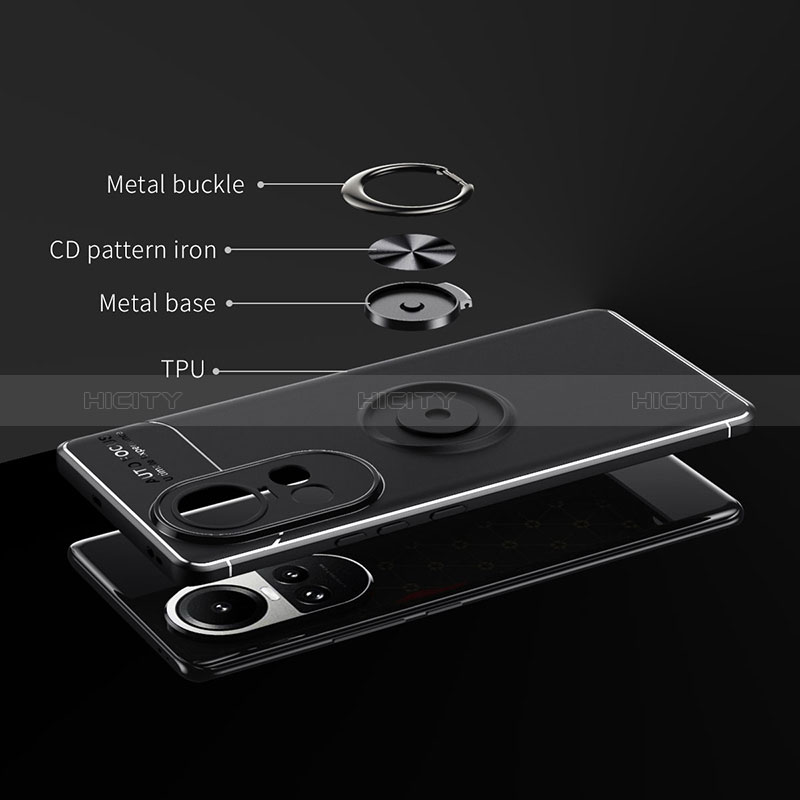 Coque Ultra Fine Silicone Souple Housse Etui avec Support Bague Anneau Aimante Magnetique SD2 pour Oppo Reno10 Pro 5G Plus