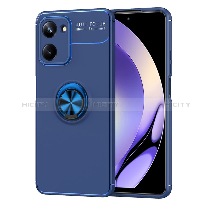 Coque Ultra Fine Silicone Souple Housse Etui avec Support Bague Anneau Aimante Magnetique SD2 pour Realme 10 Pro 5G Bleu Plus