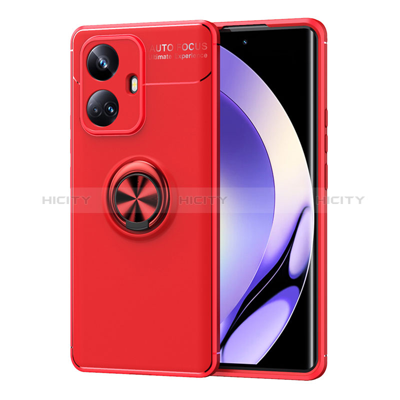 Coque Ultra Fine Silicone Souple Housse Etui avec Support Bague Anneau Aimante Magnetique SD2 pour Realme 10 Pro+ Plus 5G Rouge Plus