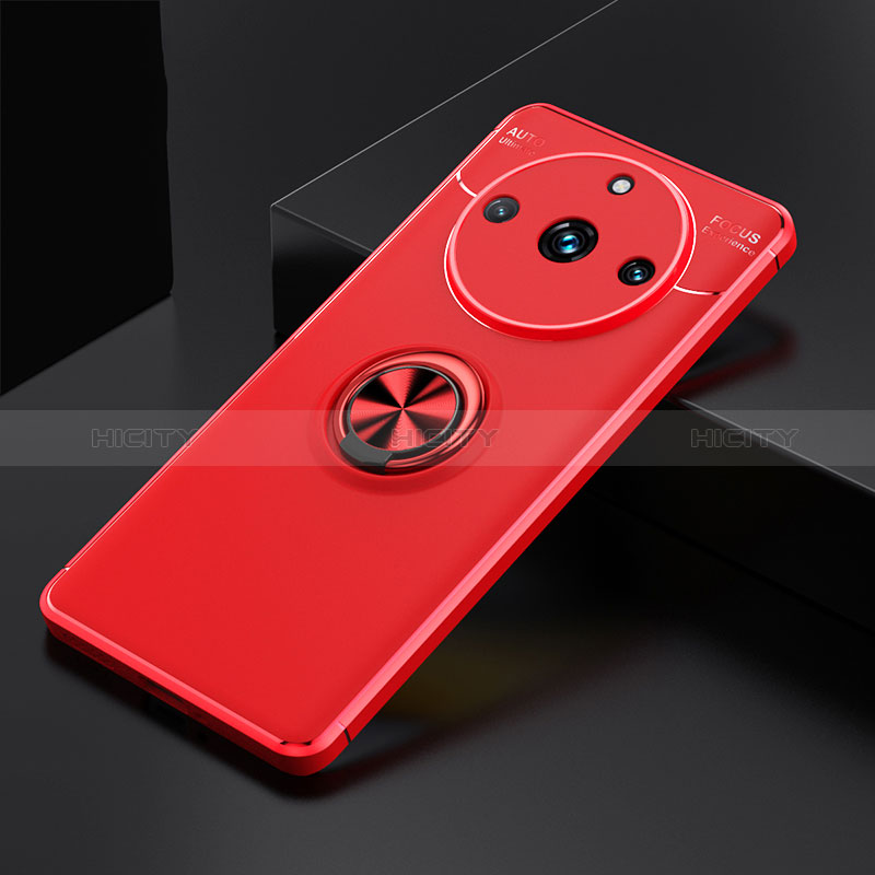 Coque Ultra Fine Silicone Souple Housse Etui avec Support Bague Anneau Aimante Magnetique SD2 pour Realme 11 Pro 5G Rouge Plus