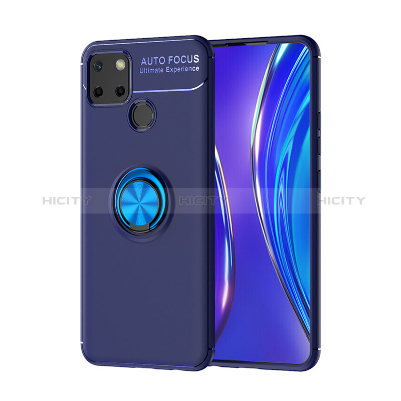 Coque Ultra Fine Silicone Souple Housse Etui avec Support Bague Anneau Aimante Magnetique SD2 pour Realme 7i RMX2193 Bleu Plus