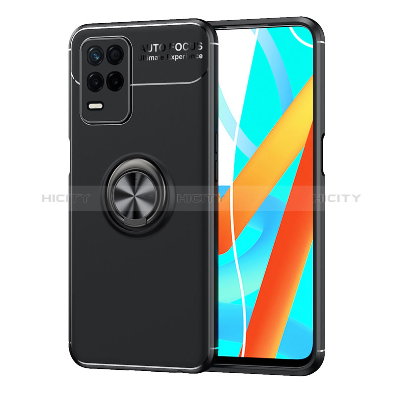 Coque Ultra Fine Silicone Souple Housse Etui avec Support Bague Anneau Aimante Magnetique SD2 pour Realme 8s 5G Noir Plus