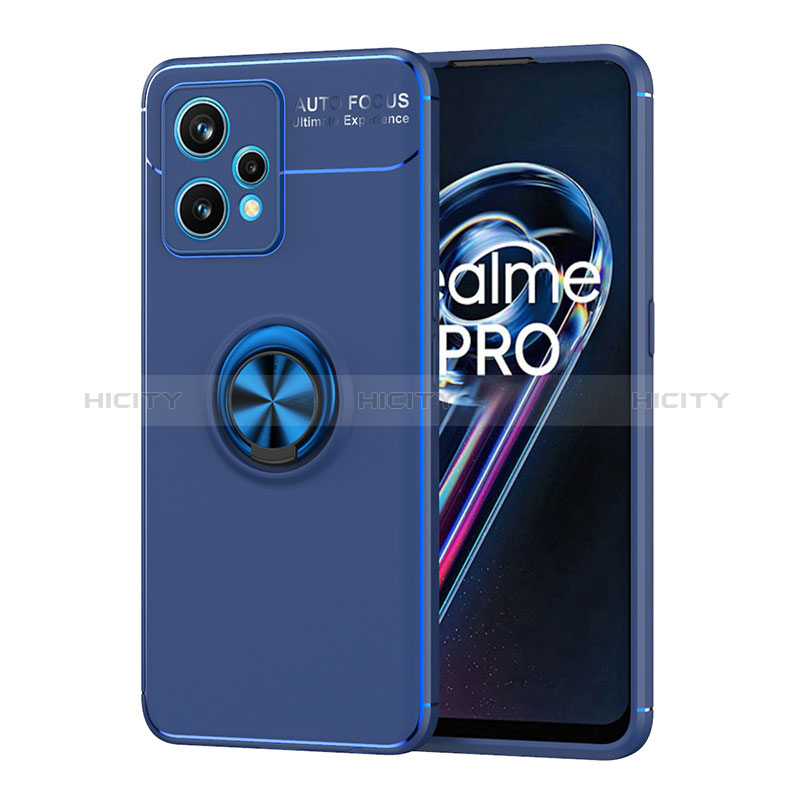 Coque Ultra Fine Silicone Souple Housse Etui avec Support Bague Anneau Aimante Magnetique SD2 pour Realme 9 Pro 5G Bleu Plus