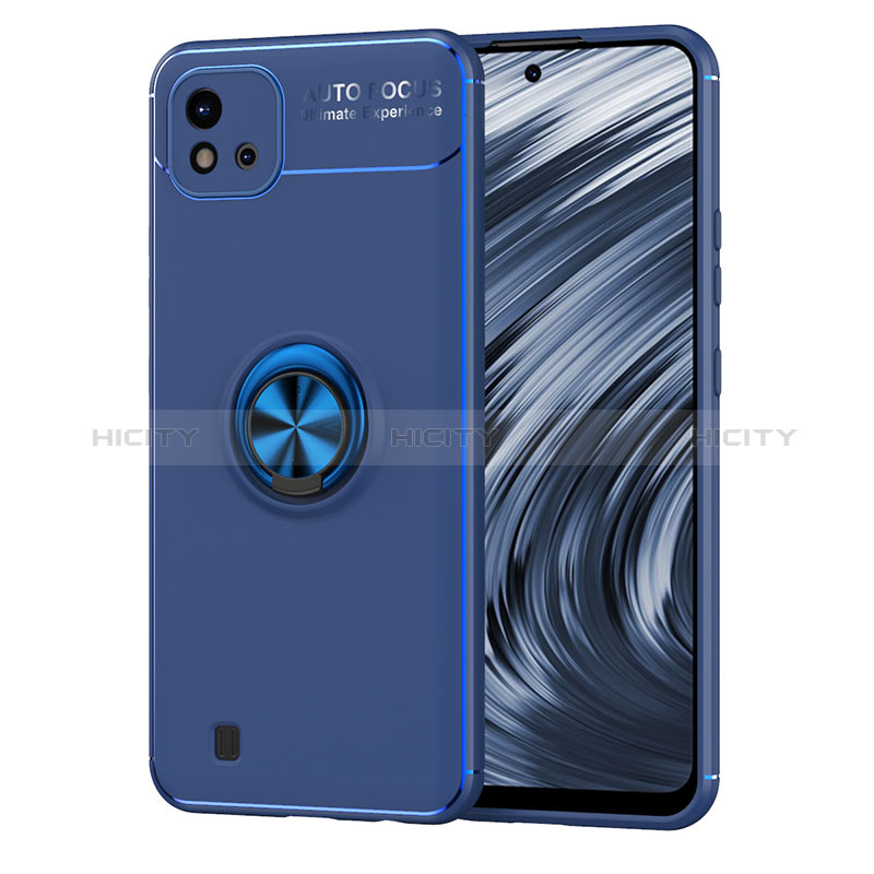 Coque Ultra Fine Silicone Souple Housse Etui avec Support Bague Anneau Aimante Magnetique SD2 pour Realme C20A Bleu Plus