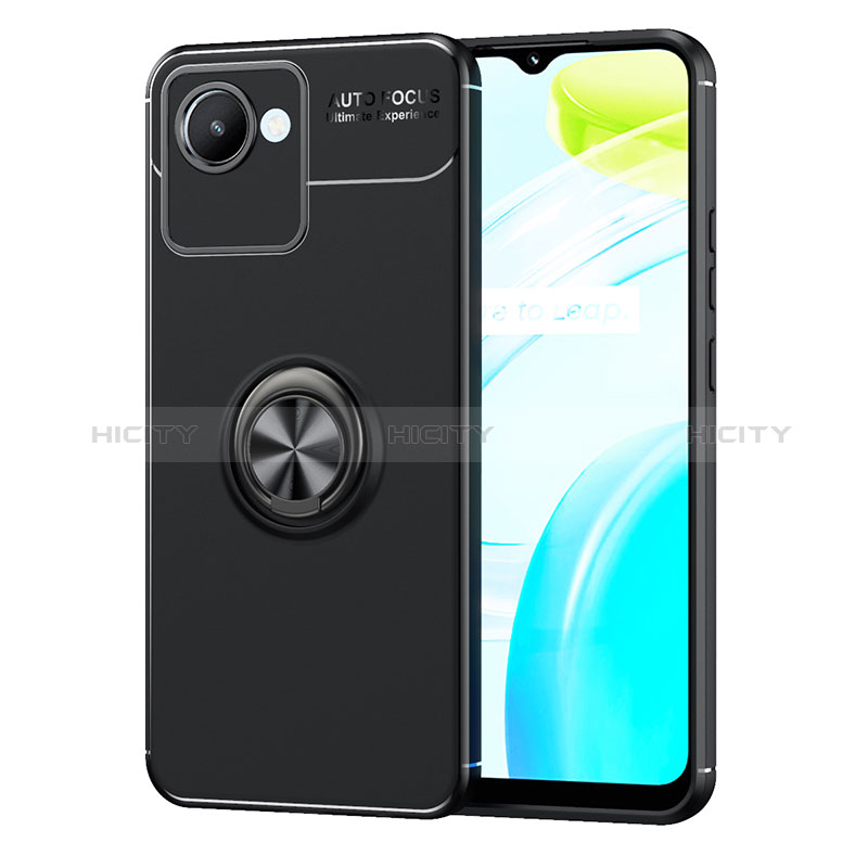 Coque Ultra Fine Silicone Souple Housse Etui avec Support Bague Anneau Aimante Magnetique SD2 pour Realme C30s Noir Plus