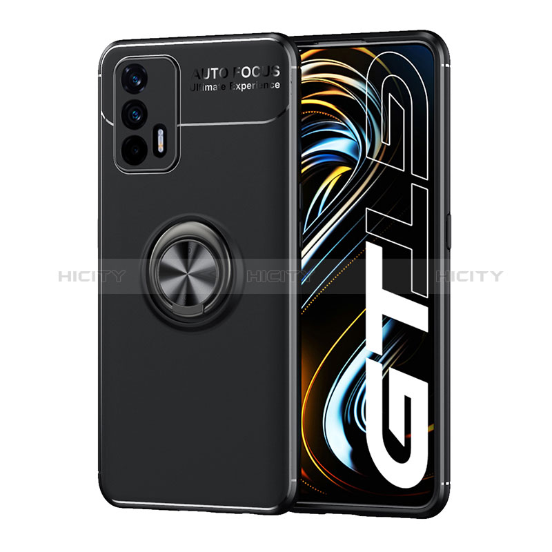 Coque Ultra Fine Silicone Souple Housse Etui avec Support Bague Anneau Aimante Magnetique SD2 pour Realme GT 5G Noir Plus