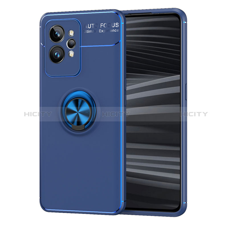 Coque Ultra Fine Silicone Souple Housse Etui avec Support Bague Anneau Aimante Magnetique SD2 pour Realme GT2 Pro 5G Bleu Plus