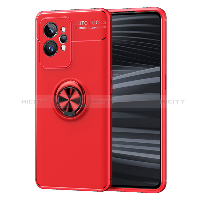 Coque Ultra Fine Silicone Souple Housse Etui avec Support Bague Anneau Aimante Magnetique SD2 pour Realme GT2 Pro 5G Rouge Plus