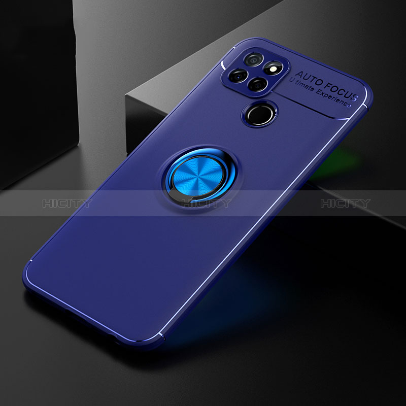 Coque Ultra Fine Silicone Souple Housse Etui avec Support Bague Anneau Aimante Magnetique SD2 pour Realme Q2i 5G Bleu Plus