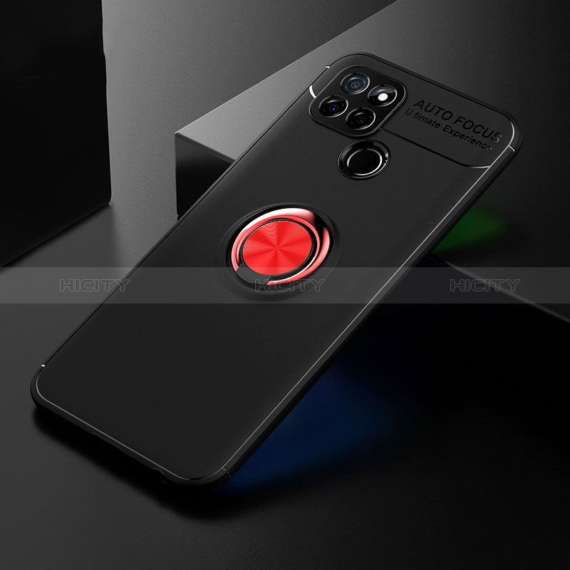 Coque Ultra Fine Silicone Souple Housse Etui avec Support Bague Anneau Aimante Magnetique SD2 pour Realme Q2i 5G Rouge et Noir Plus