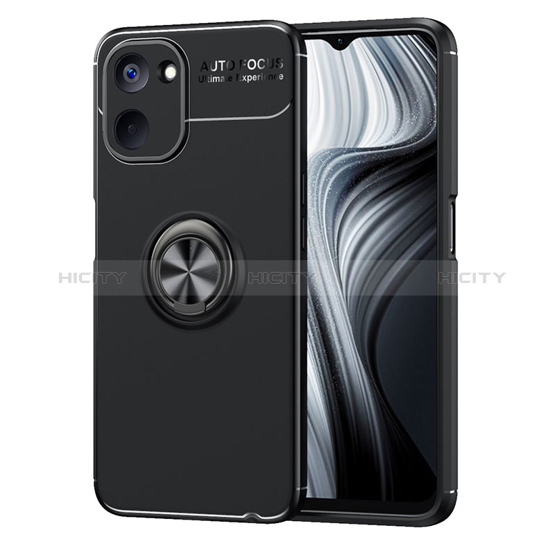 Coque Ultra Fine Silicone Souple Housse Etui avec Support Bague Anneau Aimante Magnetique SD2 pour Realme V20 5G Noir Plus