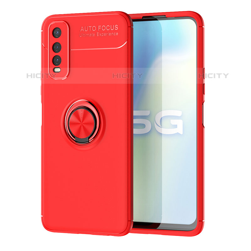 Coque Ultra Fine Silicone Souple Housse Etui avec Support Bague Anneau Aimante Magnetique SD2 pour Vivo iQOO U1 Rouge Plus