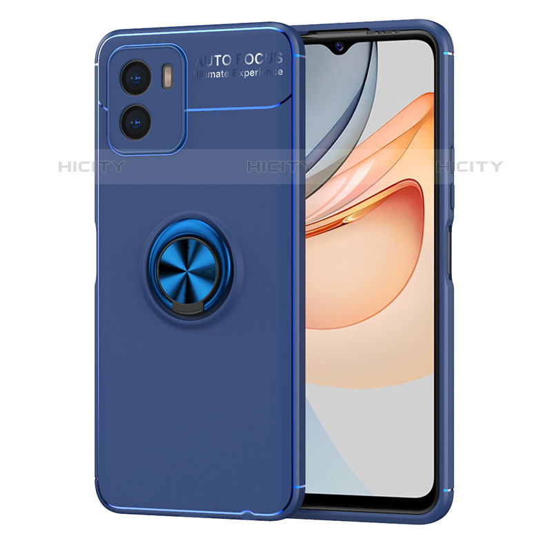 Coque Ultra Fine Silicone Souple Housse Etui avec Support Bague Anneau Aimante Magnetique SD2 pour Vivo iQOO U5x Bleu Plus