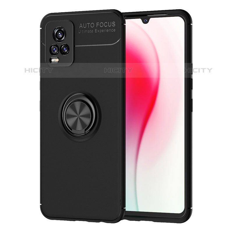 Coque Ultra Fine Silicone Souple Housse Etui avec Support Bague Anneau Aimante Magnetique SD2 pour Vivo V20 (2021) Noir Plus