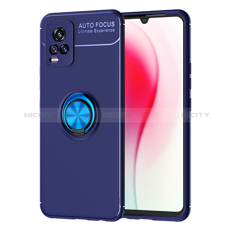 Coque Ultra Fine Silicone Souple Housse Etui avec Support Bague Anneau Aimante Magnetique SD2 pour Vivo V20 Bleu Plus