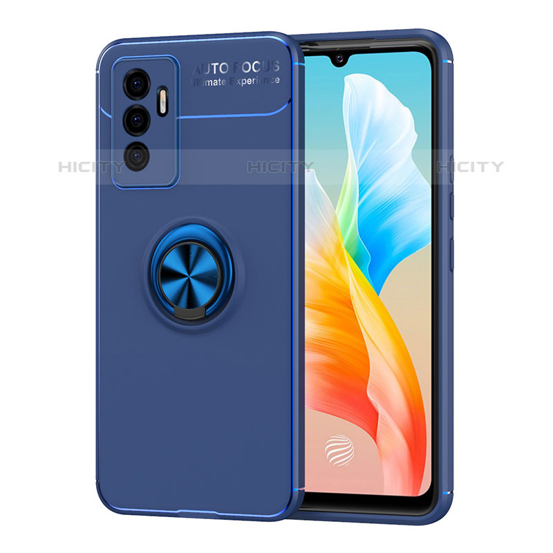 Coque Ultra Fine Silicone Souple Housse Etui avec Support Bague Anneau Aimante Magnetique SD2 pour Vivo V23e 5G Bleu Plus