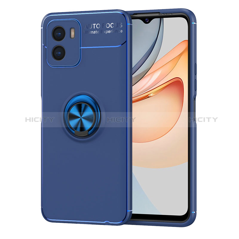 Coque Ultra Fine Silicone Souple Housse Etui avec Support Bague Anneau Aimante Magnetique SD2 pour Vivo Y01 Bleu Plus