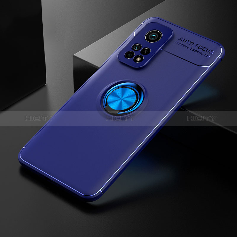 Coque Ultra Fine Silicone Souple Housse Etui avec Support Bague Anneau Aimante Magnetique SD2 pour Xiaomi Mi 10T 5G Bleu Plus