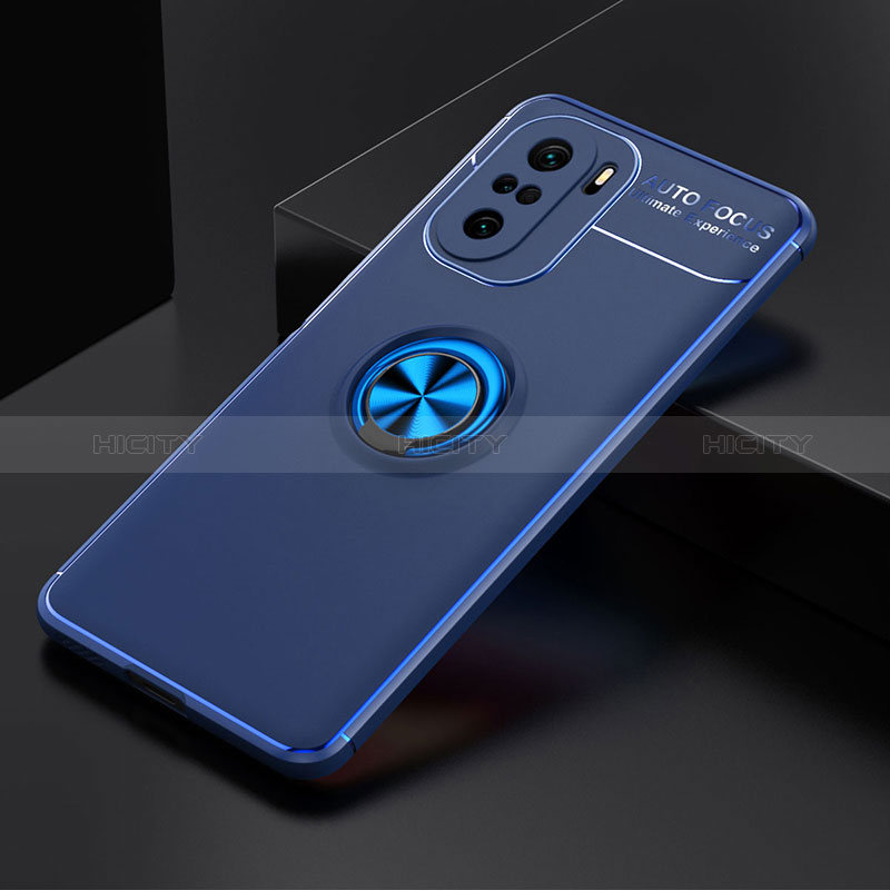 Coque Ultra Fine Silicone Souple Housse Etui avec Support Bague Anneau Aimante Magnetique SD2 pour Xiaomi Mi 11i 5G Bleu Plus