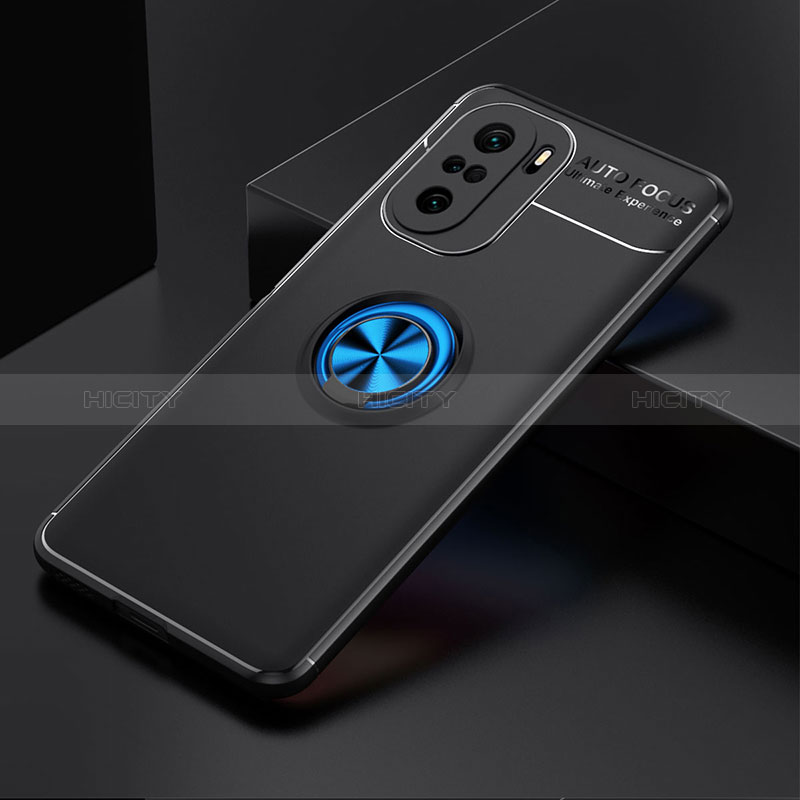 Coque Ultra Fine Silicone Souple Housse Etui avec Support Bague Anneau Aimante Magnetique SD2 pour Xiaomi Mi 11X Pro 5G Bleu et Noir Plus