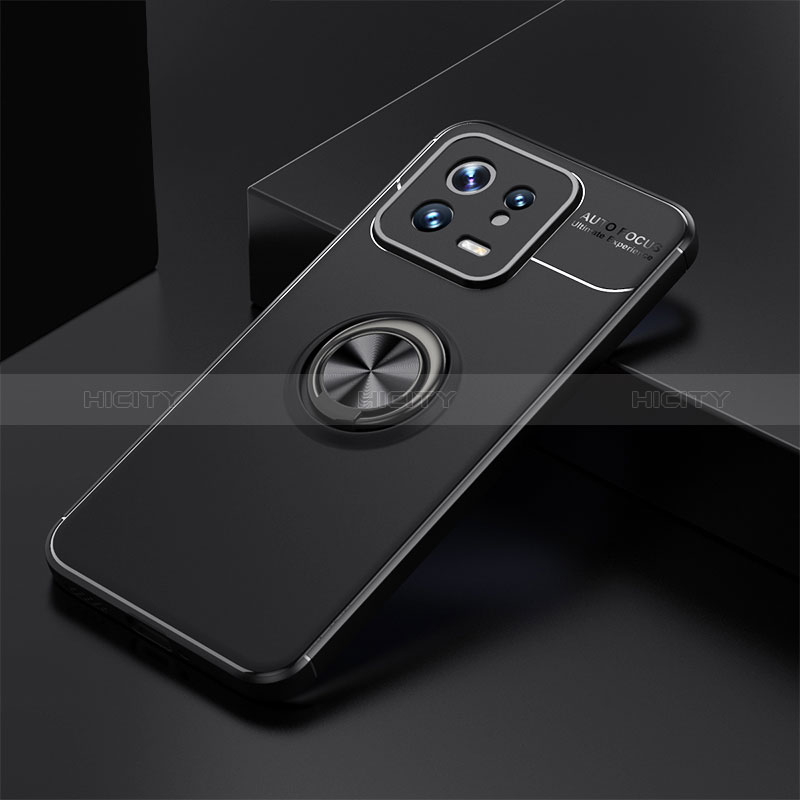 Coque Ultra Fine Silicone Souple Housse Etui avec Support Bague Anneau Aimante Magnetique SD2 pour Xiaomi Mi 13 5G Noir Plus