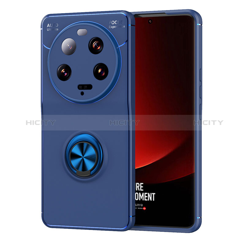 Coque Ultra Fine Silicone Souple Housse Etui avec Support Bague Anneau Aimante Magnetique SD2 pour Xiaomi Mi 13 Ultra 5G Bleu Plus