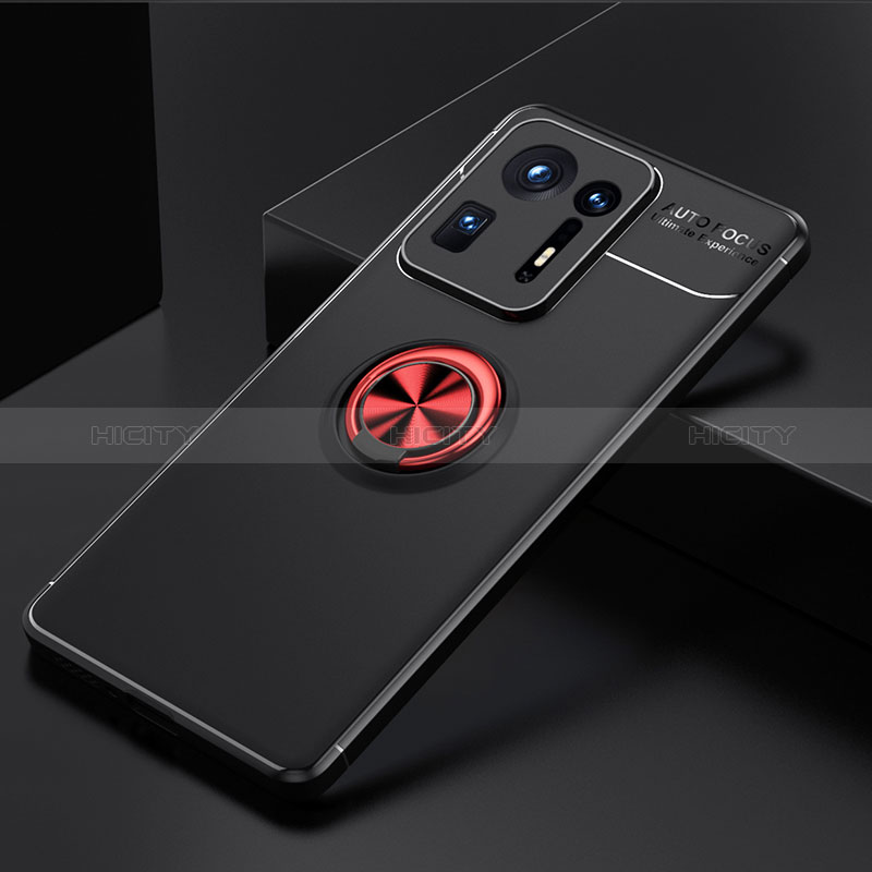 Coque Ultra Fine Silicone Souple Housse Etui avec Support Bague Anneau Aimante Magnetique SD2 pour Xiaomi Mi Mix 4 5G Rouge et Noir Plus