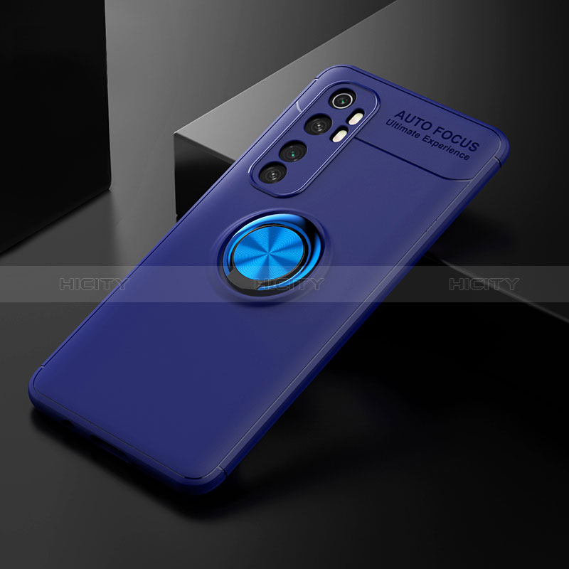 Coque Ultra Fine Silicone Souple Housse Etui avec Support Bague Anneau Aimante Magnetique SD2 pour Xiaomi Mi Note 10 Lite Bleu Plus