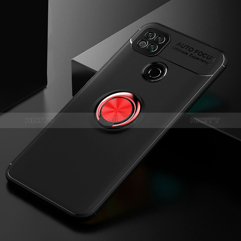 Coque Ultra Fine Silicone Souple Housse Etui avec Support Bague Anneau Aimante Magnetique SD2 pour Xiaomi POCO C3 Rouge et Noir Plus