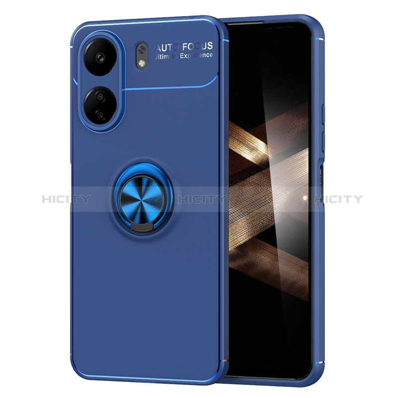 Coque Ultra Fine Silicone Souple Housse Etui avec Support Bague Anneau Aimante Magnetique SD2 pour Xiaomi Poco C65 Bleu Plus