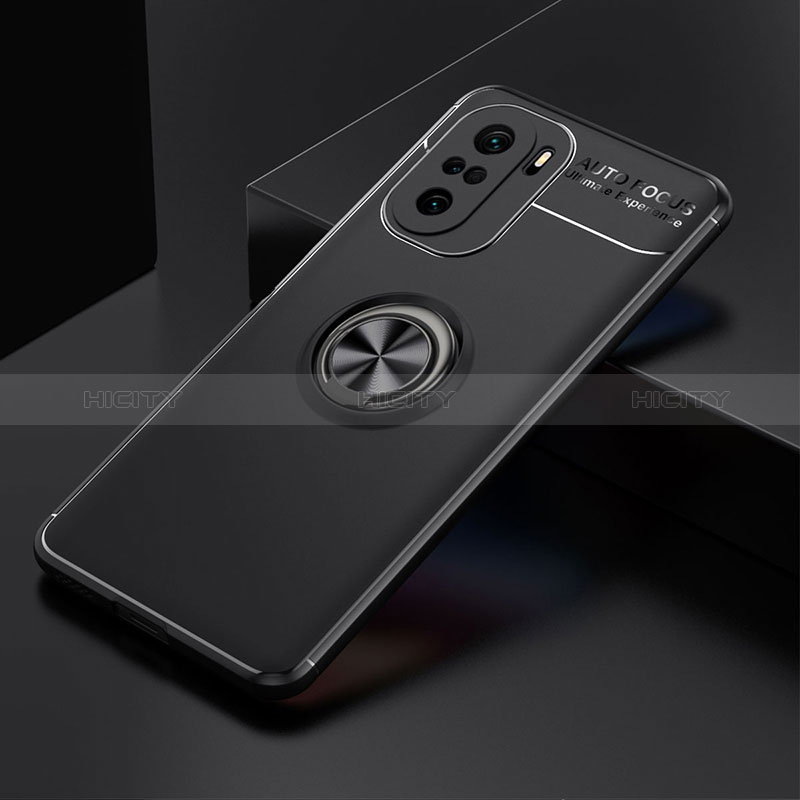 Coque Ultra Fine Silicone Souple Housse Etui avec Support Bague Anneau Aimante Magnetique SD2 pour Xiaomi Poco F3 5G Noir Plus