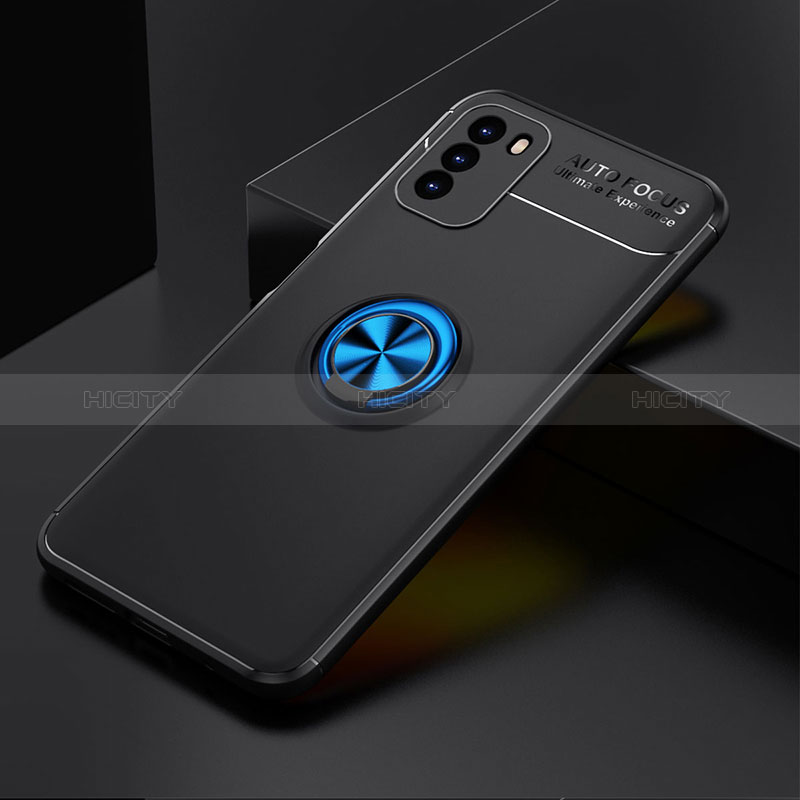 Coque Ultra Fine Silicone Souple Housse Etui avec Support Bague Anneau Aimante Magnetique SD2 pour Xiaomi Poco M3 Bleu et Noir Plus