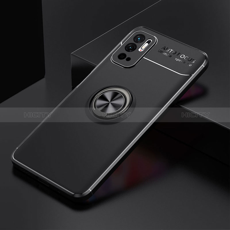 Coque Ultra Fine Silicone Souple Housse Etui avec Support Bague Anneau Aimante Magnetique SD2 pour Xiaomi POCO M3 Pro 5G Noir Plus