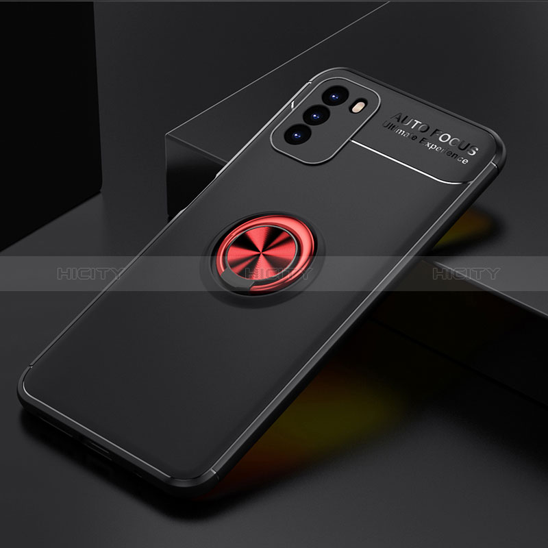 Coque Ultra Fine Silicone Souple Housse Etui avec Support Bague Anneau Aimante Magnetique SD2 pour Xiaomi Poco M3 Rouge et Noir Plus