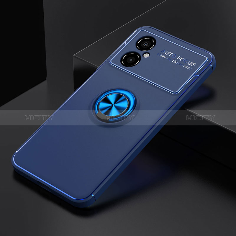 Coque Ultra Fine Silicone Souple Housse Etui avec Support Bague Anneau Aimante Magnetique SD2 pour Xiaomi Poco M4 5G Bleu Plus