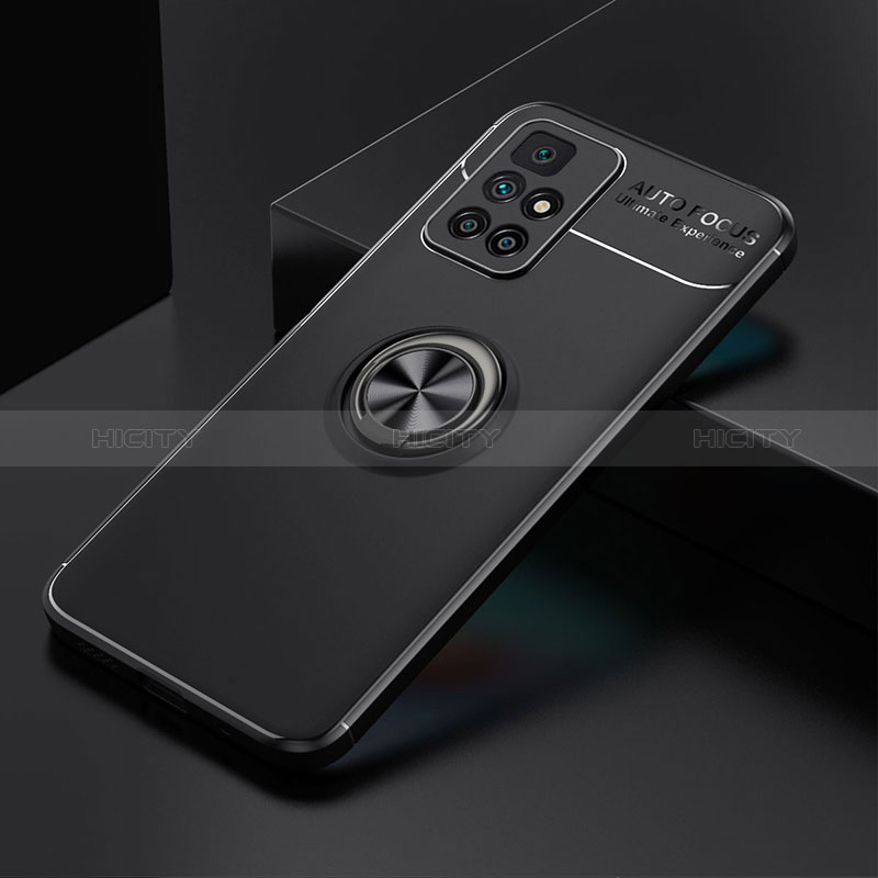 Coque Ultra Fine Silicone Souple Housse Etui avec Support Bague Anneau Aimante Magnetique SD2 pour Xiaomi Redmi 10 (2022) Noir Plus