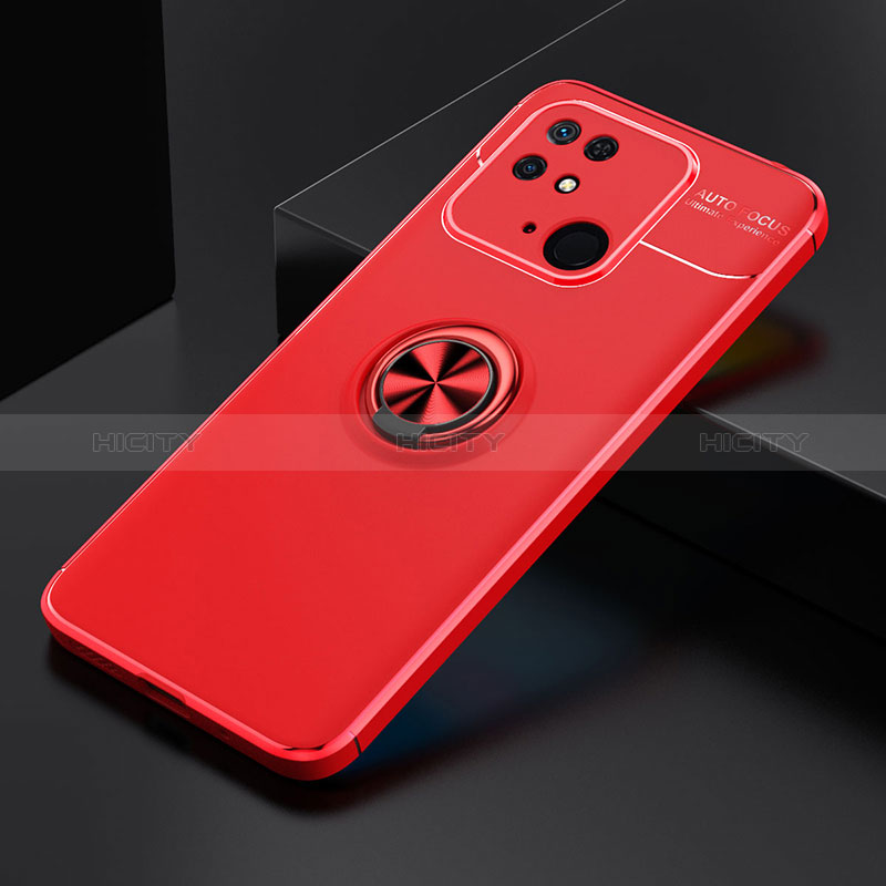 Coque Ultra Fine Silicone Souple Housse Etui avec Support Bague Anneau Aimante Magnetique SD2 pour Xiaomi Redmi 10 Power Rouge Plus