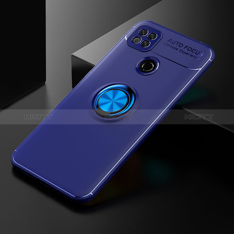 Coque Ultra Fine Silicone Souple Housse Etui avec Support Bague Anneau Aimante Magnetique SD2 pour Xiaomi Redmi 10A 4G Bleu Plus