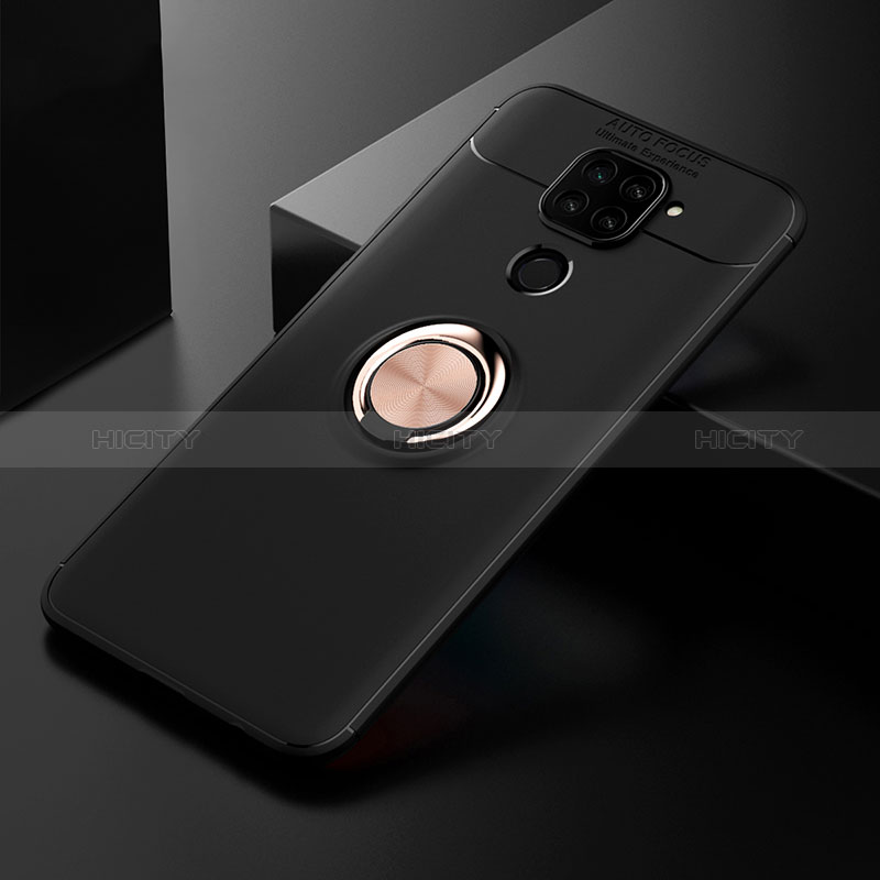 Coque Ultra Fine Silicone Souple Housse Etui avec Support Bague Anneau Aimante Magnetique SD2 pour Xiaomi Redmi 10X 4G Or et Noir Plus