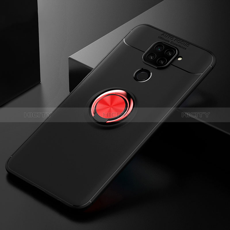 Coque Ultra Fine Silicone Souple Housse Etui avec Support Bague Anneau Aimante Magnetique SD2 pour Xiaomi Redmi 10X 4G Rouge et Noir Plus