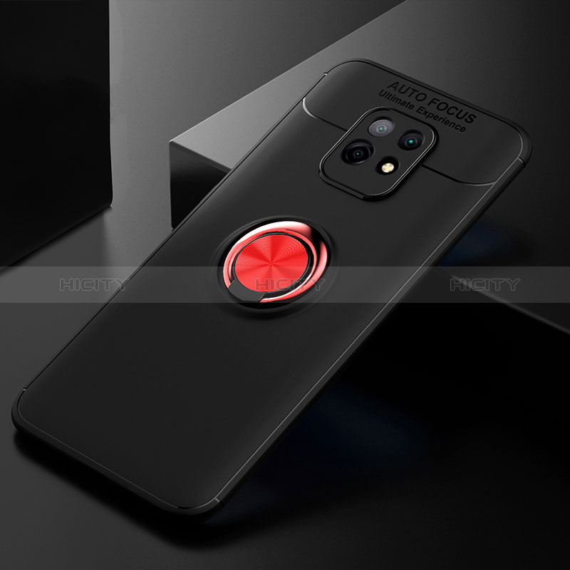 Coque Ultra Fine Silicone Souple Housse Etui avec Support Bague Anneau Aimante Magnetique SD2 pour Xiaomi Redmi 10X Pro 5G Rouge et Noir Plus