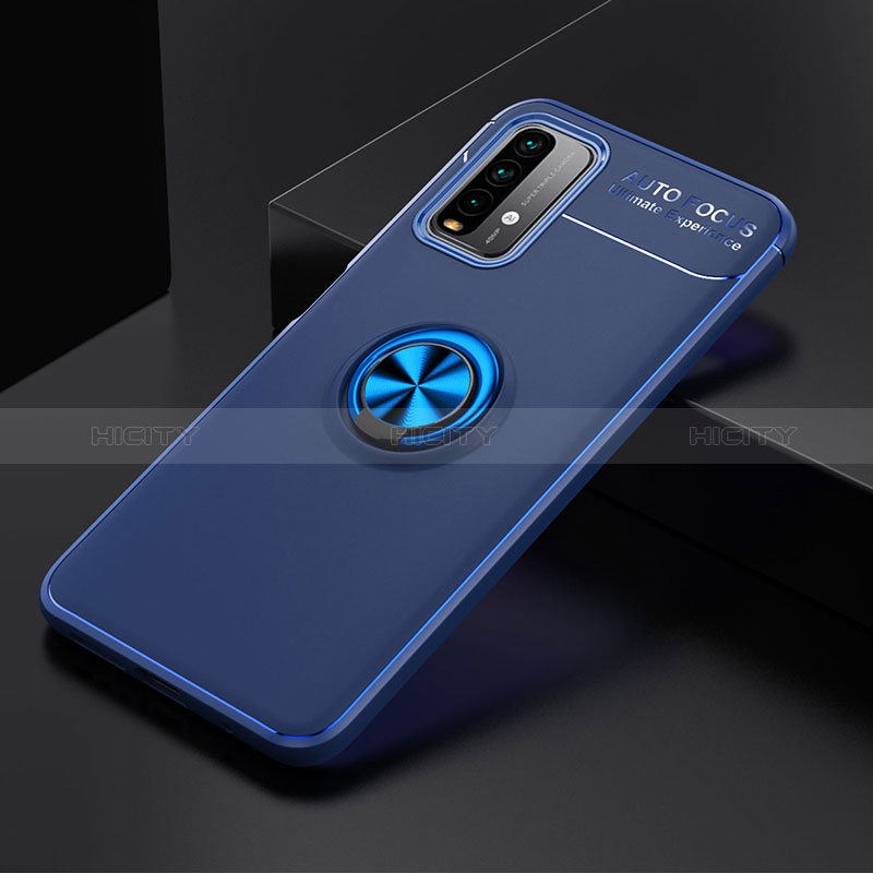 Coque Ultra Fine Silicone Souple Housse Etui avec Support Bague Anneau Aimante Magnetique SD2 pour Xiaomi Redmi 9 Power Bleu Plus