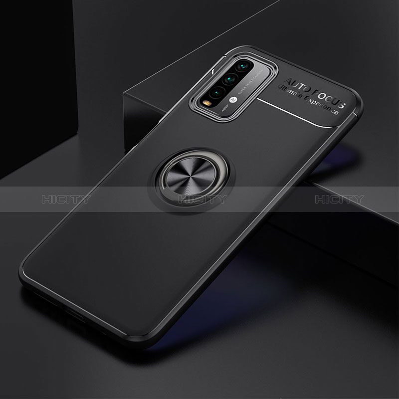 Coque Ultra Fine Silicone Souple Housse Etui avec Support Bague Anneau Aimante Magnetique SD2 pour Xiaomi Redmi 9 Power Noir Plus