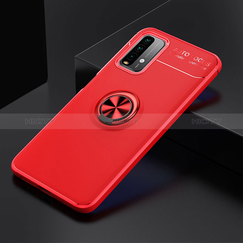 Coque Ultra Fine Silicone Souple Housse Etui avec Support Bague Anneau Aimante Magnetique SD2 pour Xiaomi Redmi 9 Power Rouge Plus