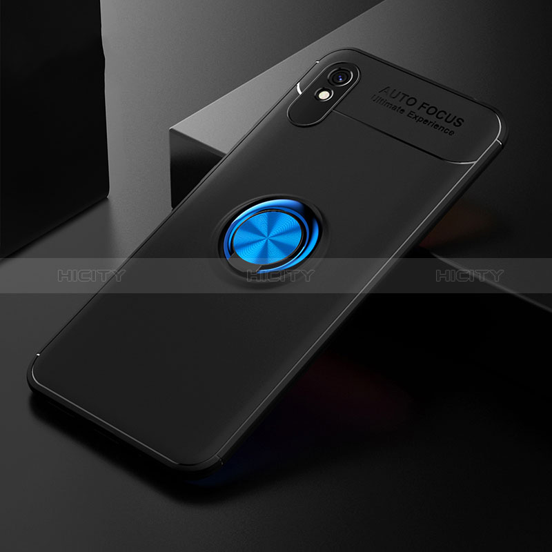 Coque Ultra Fine Silicone Souple Housse Etui avec Support Bague Anneau Aimante Magnetique SD2 pour Xiaomi Redmi 9AT Bleu et Noir Plus